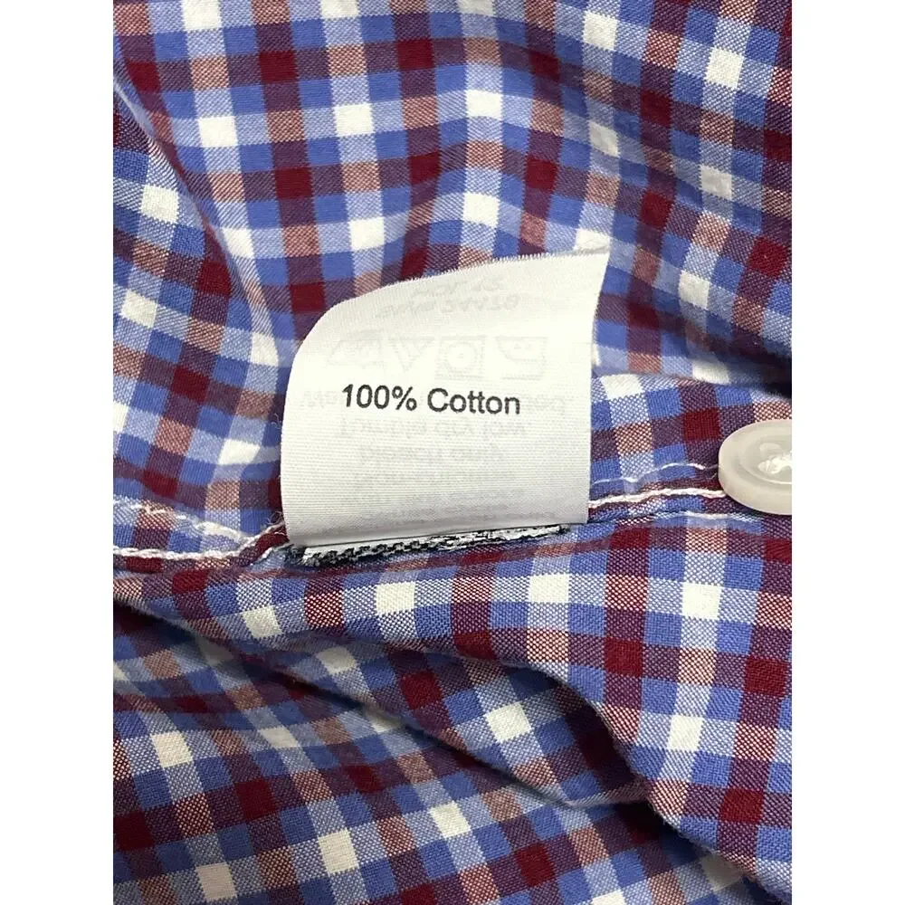 J.Crew Men's Blue Red Plaid Check Long Sleeve Button Up Dress Shirt Top Size XS